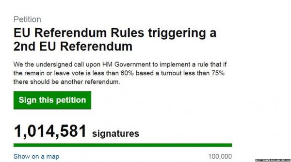 brexit o petitie pentru un al doilea referendum a strans peste 1 milion de semnaturi
