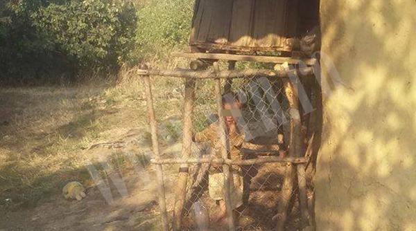 revoltator copil tinut intr un tarc pentru animale intr o localitate vasluiana