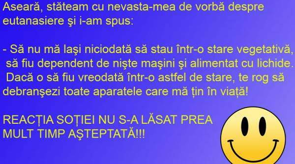 bancul zilei cand te gandesti la eutanasiere sotia te ajuta cu placere