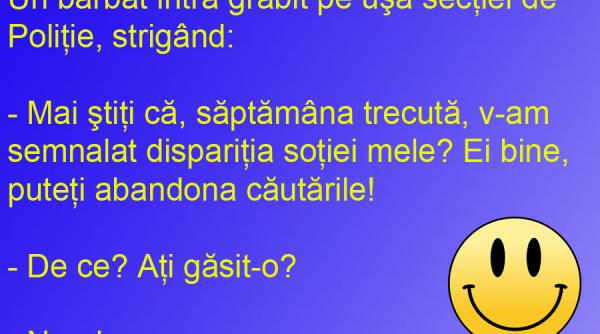 bancul zilei cand sotia dispare soarele apare sau politia