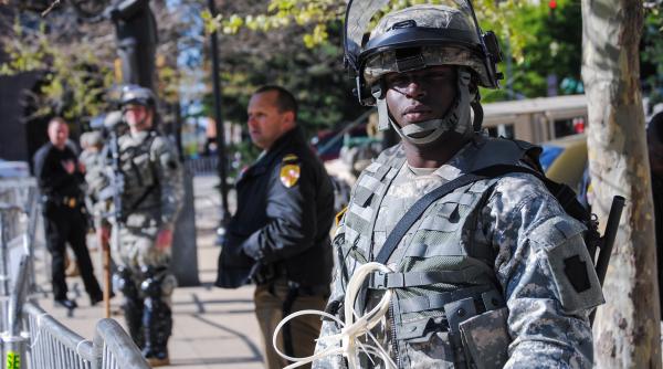 sua raid al politiei si garzii nationale pentru un singur fir de canabis care crestea in curtea unei batrane