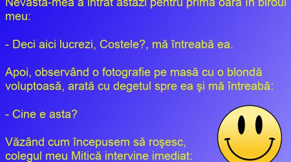 bancul zilei sotia din birou versus blonda de pe birou