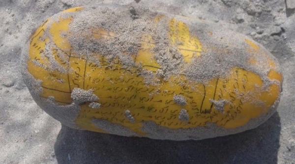 politia din emirate a gasit un fruct ciudat acoperit cu scris in araba desene si cuie