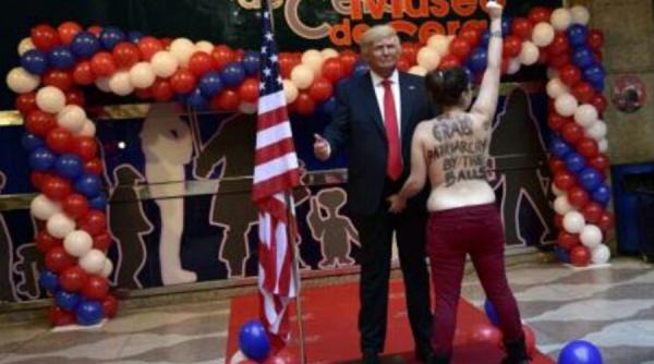 video nici femen nu mai e ce a fost o activista a protestat in fata statuii de ceara a lui donald trump