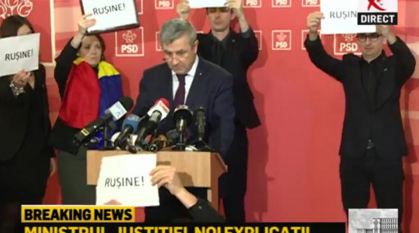 ministrul justitiei intrerupt de protestatari iordache a dat declaratii din sala grupului psd poza zilei