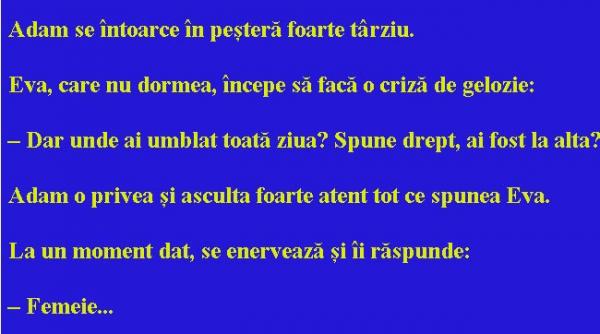 bancul zilei adam si eva gelozia intruchipata