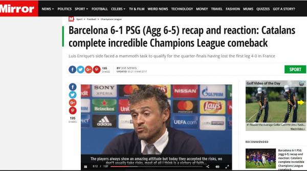 ce scrie presa internationala despre revenirea incredibila a barcelonei cea mai mare revenire din istorie barcelona victorie epica cu 6 1