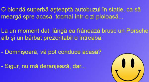 bancul zilei blonda calare pe un porsche alb