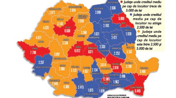 harta imprumuturilor bancare cinci judete au luat peste jumatate din credite