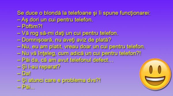 bancul zilei blonda si telefonul