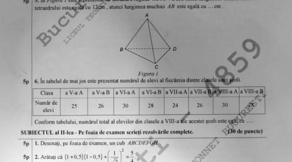 evaluare nationala 2017 matematica ce subiecte au avut de rezolvat absolventii de clasa a 8 a