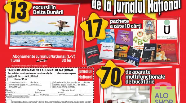 100 de premii puse la bataie de jurnalul national excursii pachete de carti si aparate multifunctionale de bucatarie