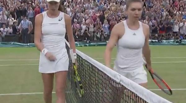 moment incredibil la ultimul punct al meciului pierdut la wimbledon simona halep a fost derutata de un tipat din tribuna si a trimis mingea in fileu