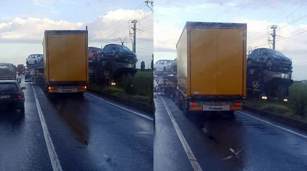 arad doua tir uri la un pas de un dezastru din cauza unui mopedist