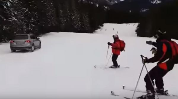 video scandalos un sofer din bucuresti a coborat cu masina partia de la baisoara printre schiori