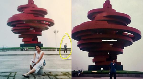 destin sau coincidenta au descopeit intr o fotografie veche ca au trecut unul pe langa altul cu 11 ani inainte sa se casatoreasca