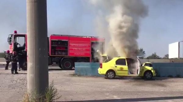 clipe de groaza la constanta un taxi a luat foc dupa ce a intrat in coliziune cu un microbuz ce transporta calatori