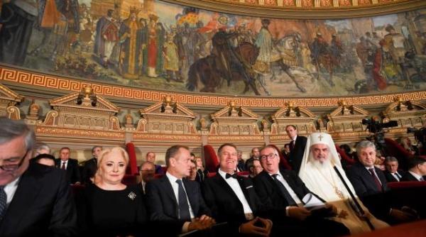 ceremonie de marcare a preluarii presedintiei consiliului ue la ateneul roman in prezenta liderilor europeni