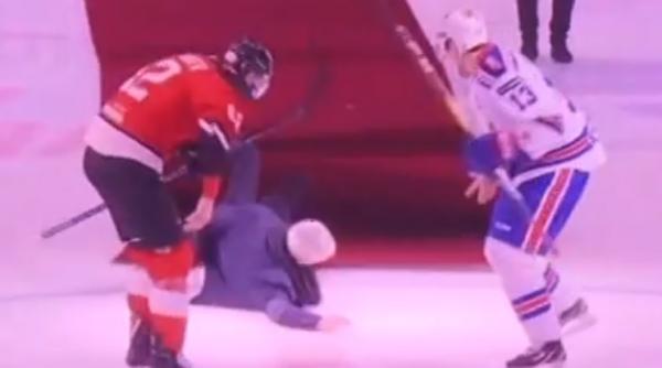 jose mourinho a alunecat pe gheata la un meci de hochei din rusia