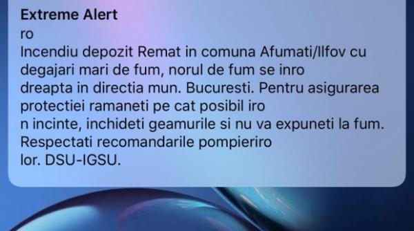 autoritatile au trimis un mesaj ro alert privind incendiul din apropierea capitalei