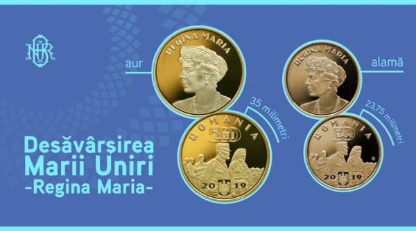 bnr va lansa monede din aur si alama cu tema desavarsirea marii uniri regina maria