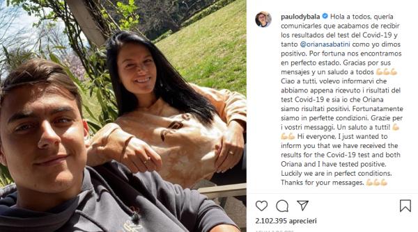 paulo dybala fotbalistul lui juventus confirma ca a fost testat pozitiv cu covid 19