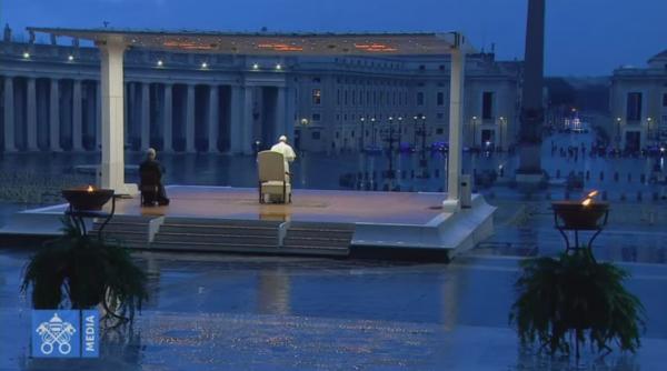 slujba tinuta de papa francisc singur in piata sf petru vizionata de peste 11 milioane de oameni