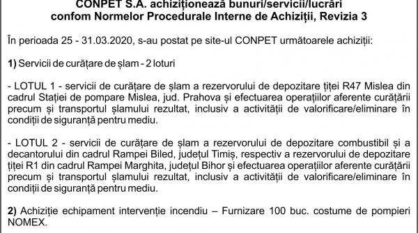 conpet s a achizitioneaza bunuri servicii lucrari confom normelor procedurale interne de achizitii revizia 3