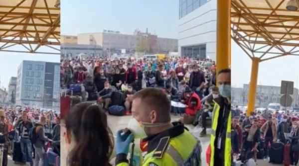 aglomeratie la aeroportul din cluj 12 avioane cu romani pleaca azi in germania vor lucra in agricultura