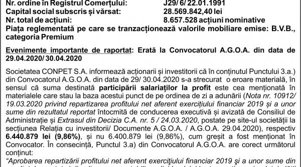 raport curent nr 10 2020