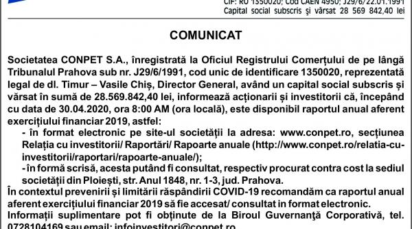 comunicat conpet s a