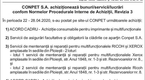 conpet s a achizitioneaza bunuri servicii lucrari confom normelor procedurale interne de achizitii revizia 3