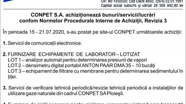 conpet s a achizitioneaza bunuri servicii lucrari