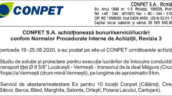 conpet s a achizitioneaza bunuri servicii lucrari conform normelor procedurale interne de achizitie