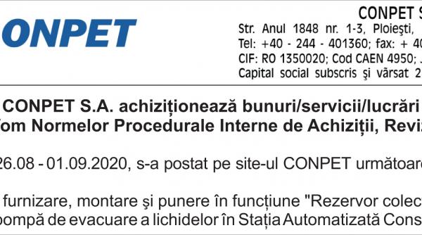 conpet s a achizitioneaza bunuri servicii lucrari