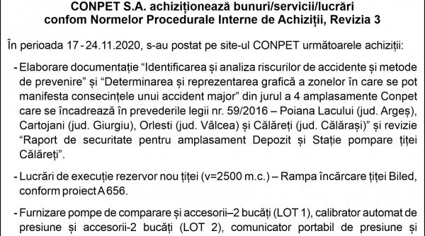 conpet s a achizitioneaza bunuri servicii lucrari