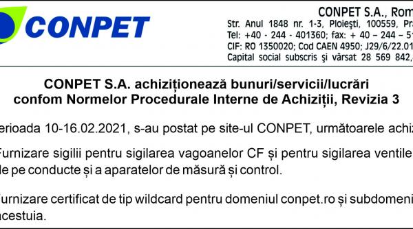 conpet s a achizitioneaza bunuri servicii lucrari