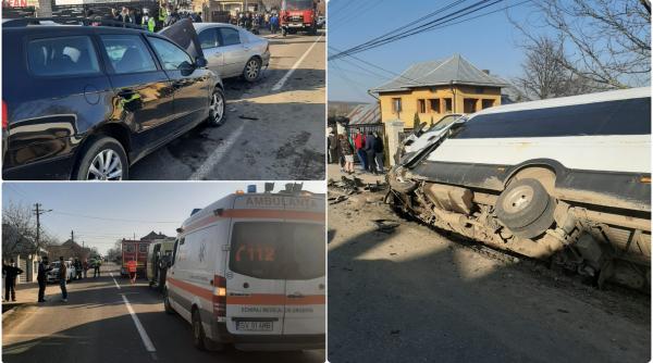 accident grav in suceava doua autoturisme si un microbuz scolar s au ciocnit a fost activat planul rosu de interventie