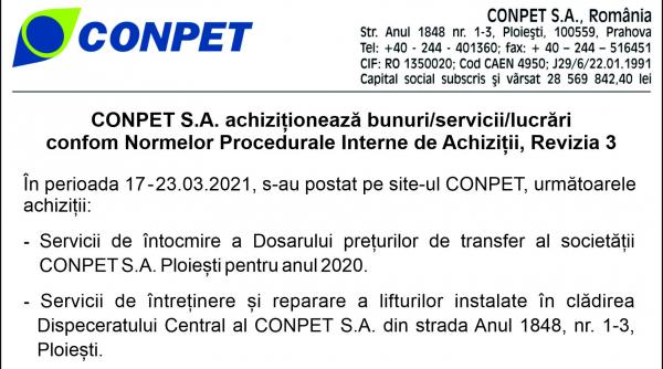 conpet s a achizitioneaza bunuri servicii lucrari