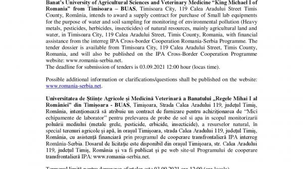 contract title aquisition of small lab equipment publication reference rors 279 usamvb timisoara