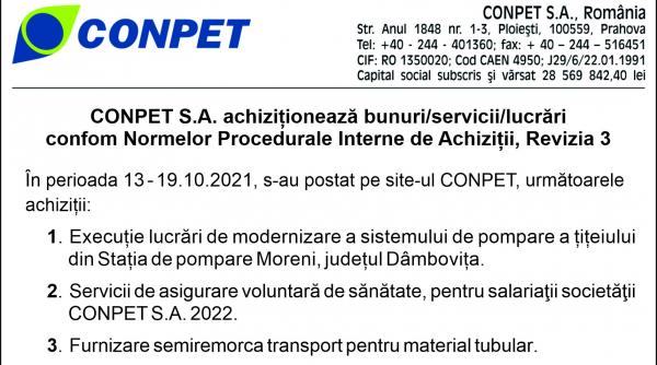 conpet s a achizitioneaza bunuri servicii lucrari