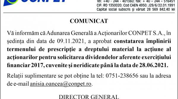 comunicat conpet s a