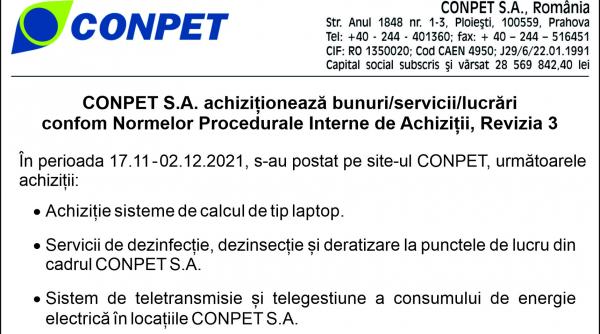 conpet s a achizitioneaza bunuri servicii lucrari