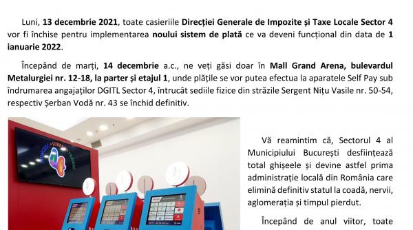 mesaj important pentru locuitorii sectorului 4