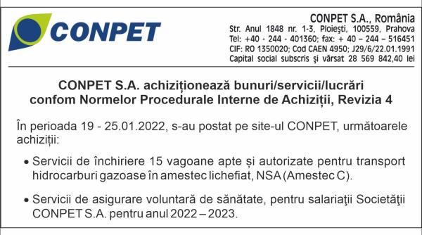 conpet s a achizitioneaza bunuri servicii lucrari
