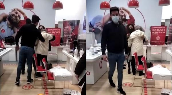 scandal intr un magazin de telefoane mobile o femeie a fost impinsa de un angajat a fost nevoie de interventia politiei