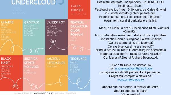 festivalul de teatru independent undercloud conferinta eveniment biserica sfintii voievozi si spectacolul de teatru noaptea bufonilor regia alexa visarion