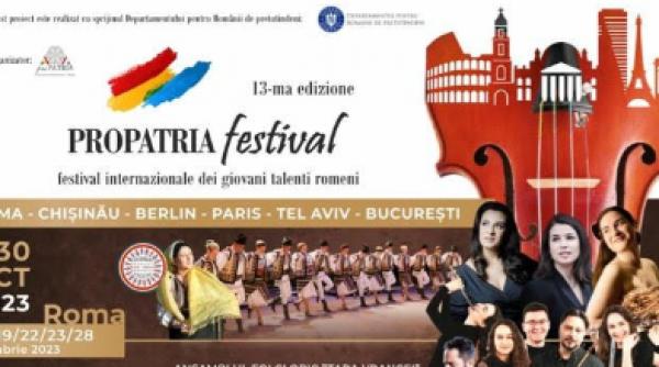 festivalul international propatria se desfasoara in 6 tari si incepe pe 1 octombrie in celebra piazza di spagna din roma cu ansamblul folcloric tara vrancei