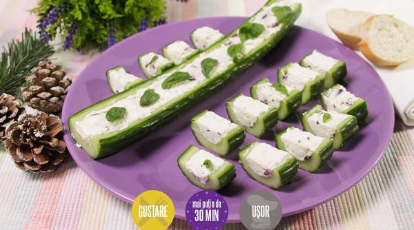 castraveti umpluti crema branza masline aperitiv reteta bunatati savuroasa