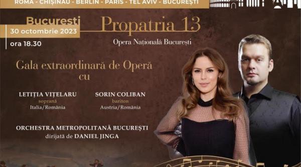 Soprana Letiția Vițelaru și bas baritonul Sorin Coliban în Gala Extraordinară de Operă, sub bagheta lui Daniel Jinga, pe 30 octombrie, la Opera Națională din București